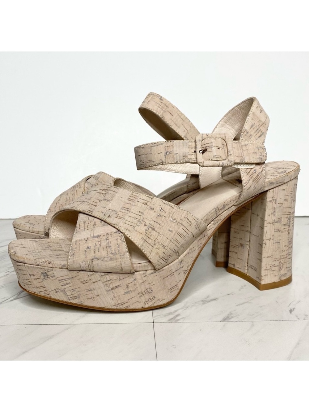 Jeffery Campbell Amma Cork Platform Heeled Sandal 10